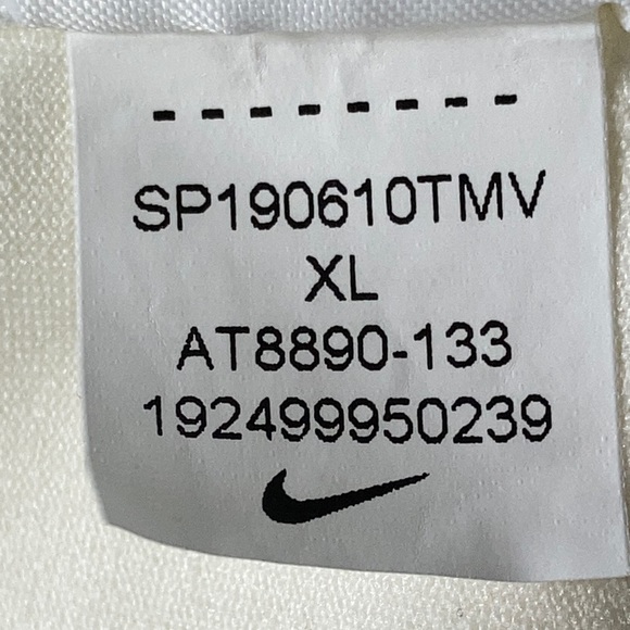 Nike Men's XL Dri-Fit Breathable White Collard Short Sleeve Black Trim Shirt - Picture 6 of 6